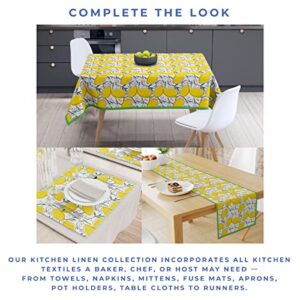 Kotton Culture Kitchen Linen Towel Set of 2 for Kitchen - 100% Cotton Dish Cloth Quick Dry Easy to Wash & Clean Printed Towel Pairs Home Farmhouse Decor (Lemon, 20 x 28 Inches)