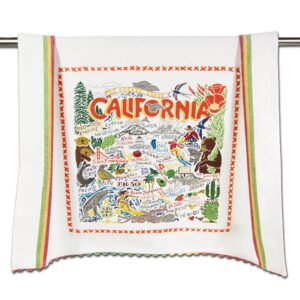 catstudio california dish towel - u.s. state souvenir kitchen and hand towel with original artwork - perfect tea towel for california lovers, travel souvenir