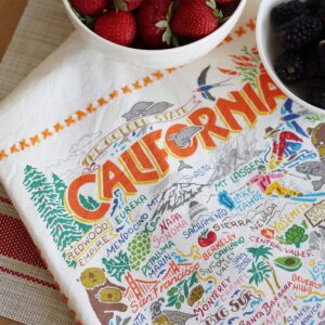 Catstudio California Dish Towel - U.S. State Souvenir Kitchen and Hand Towel with Original Artwork - Perfect Tea Towel for California Lovers, Travel Souvenir