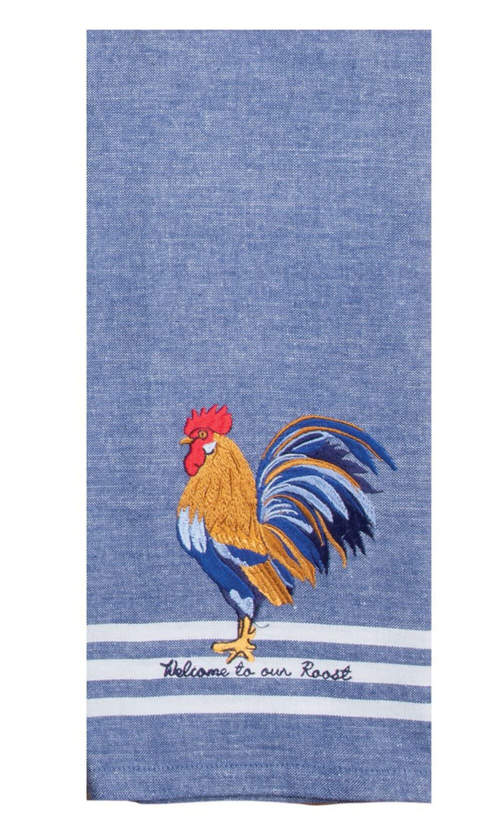 Kay Dee Designs Bue Rooster Embroidered Tea Towel, Blue