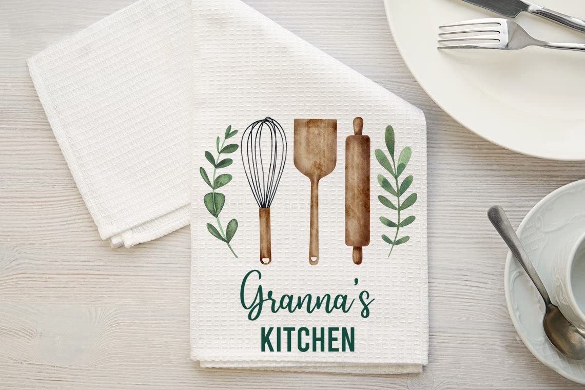 DiandDesignGift Granna's Kitchen Towel - Tea Towel Kitchen Decor - Granna's Kitchen Soft and Absorbent Kitchen Tea Towel - Decorations House Towel - Kitchen Dish Towel Granna's Birthday Gift