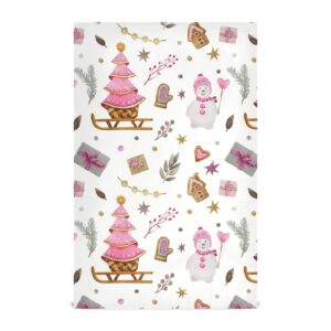 exnundod winter kitchen dish towels pink snowman set of 4 hanging dish hand towel pretty pattern reusable cleaning dishcloth for bathroom bar drying wiping decor 18x28inch