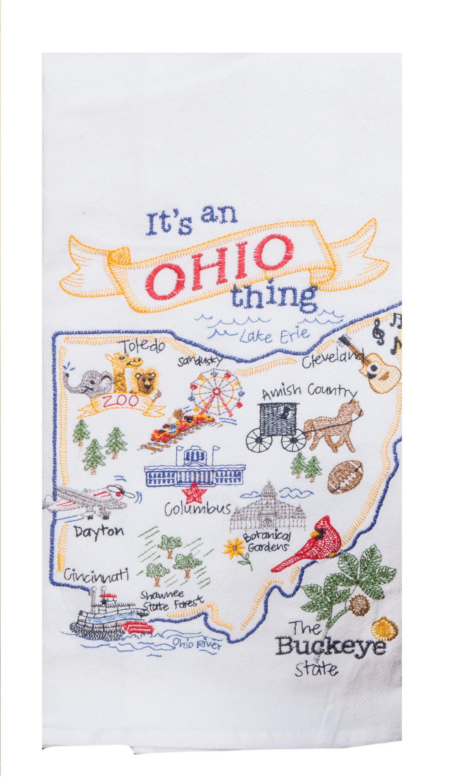 Kay Dee F2222 Designs ST Thing Ohio EMB F/S Dish Towel, 17.5 x 28, Various