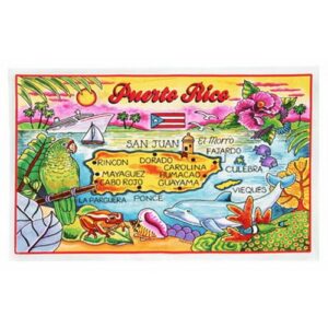 world by shotglass puerto rico map cotton tea kitchen towel 19" x 30"