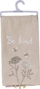primitives by kathy embroidered dish towel, be kind 28.00" x 28.00"