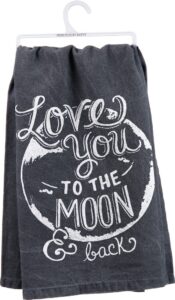 primitives by kathy 26904 chalk dish towel, 28" x 28", love you to the moon