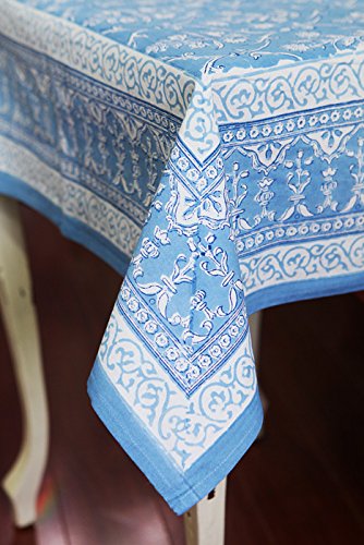 Petal Pushing Cotton Tea Towels (2pc, hand-printed) - Azure