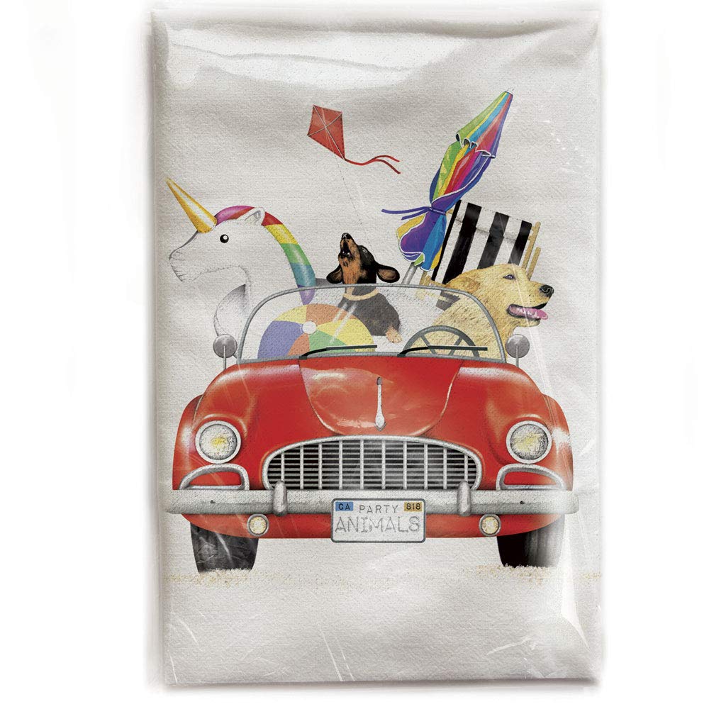 Mary Lake-Thompson Party Animals Cotton Flour Sack Dish Towel