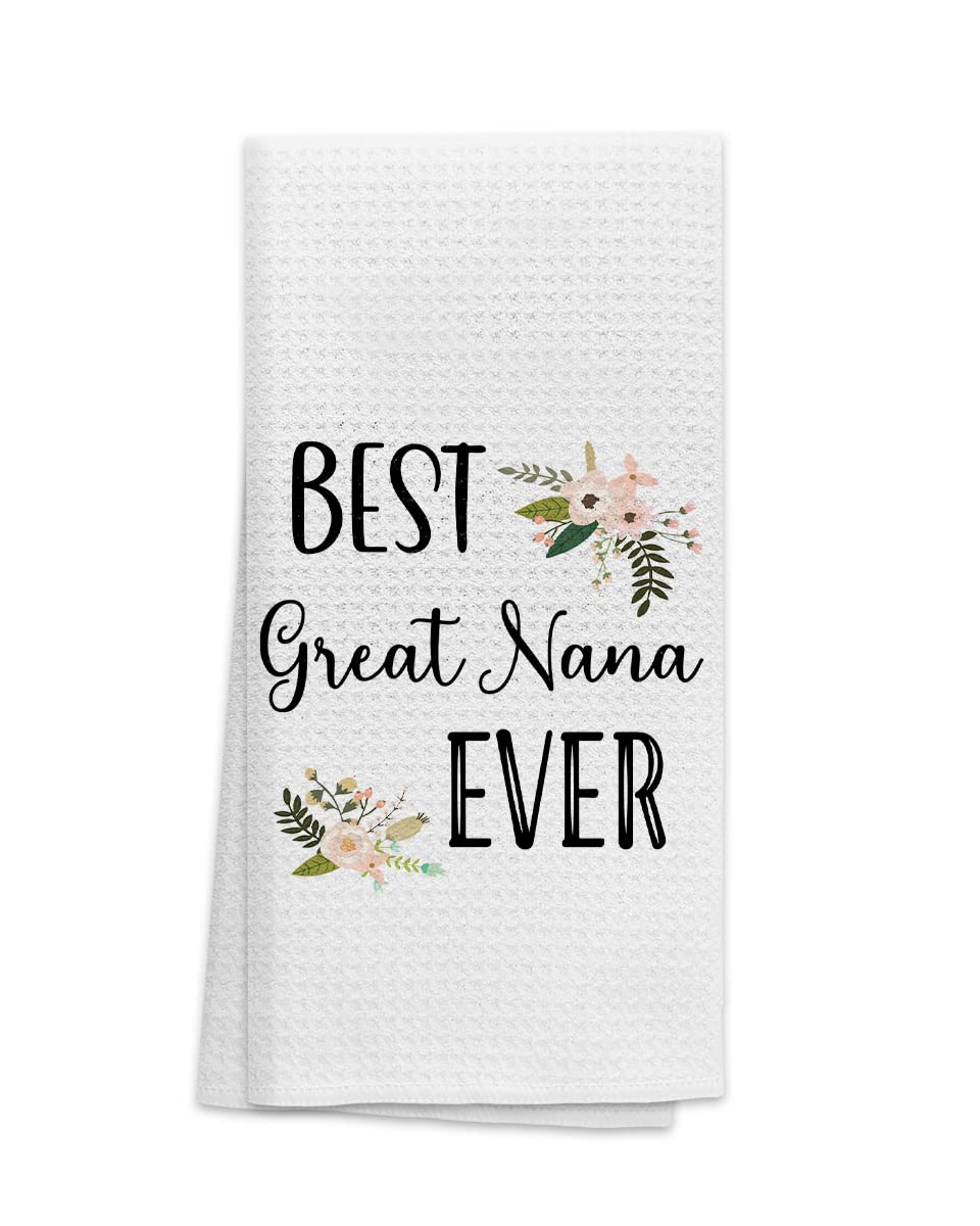 OHSUL Best Great Nana Ever Floral Highly Absorbent Kitchen Towels Dish Towels Dishcloth,Great Grandma Hand Towels Tea Towel for Bathroom Kitchen Decor,Great Grandma Birthday Gift