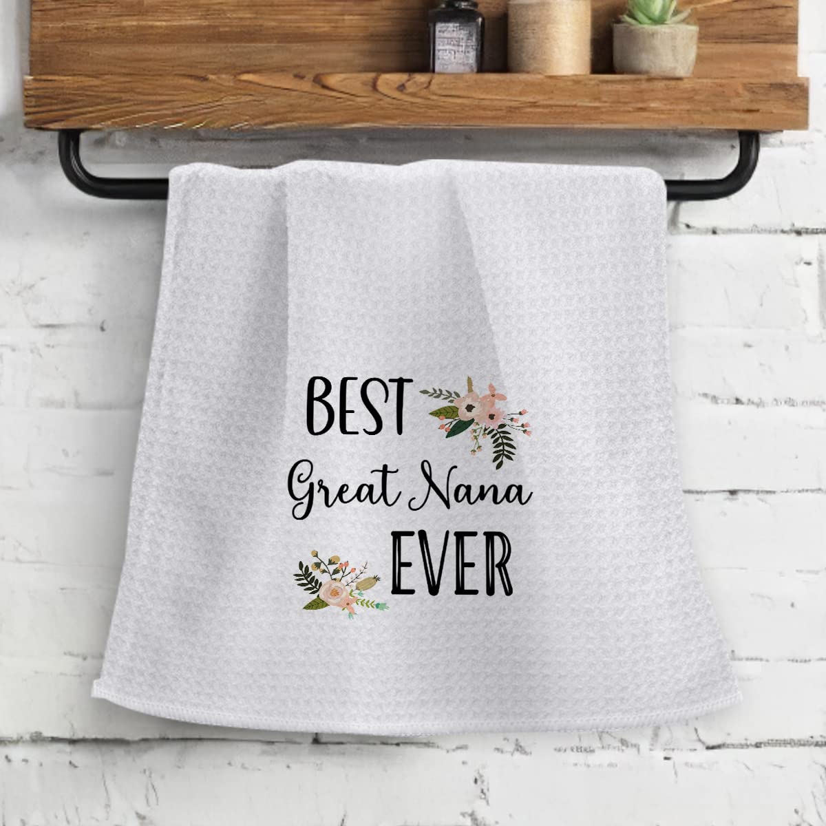 OHSUL Best Great Nana Ever Floral Highly Absorbent Kitchen Towels Dish Towels Dishcloth,Great Grandma Hand Towels Tea Towel for Bathroom Kitchen Decor,Great Grandma Birthday Gift