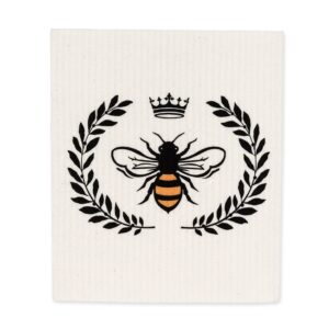 Abbott Collection 84-ASD-AB-11 S/2 Bee Dish Cloth-6.5x8 L, 6.5" x 8", White/Black/Yellow