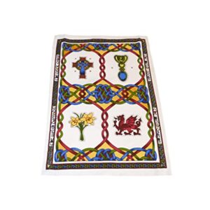 Royal Tara Irish Tea Towel with Celtic Knots Design -100% Cotton (Welsh Emblems)