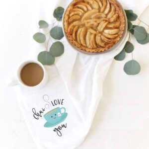 The Cotton & Canvas Co. Chai Love You Soft and Absorbent Kitchen Tea Towel, Flour Sack Towel and Dish Cloth