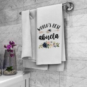 DIBOR World's Best Abuela Kitchen Towels Dish Towels Dishcloth,Best Grandma Absorbent Drying Cloth Hand Towels Tea Towels for Bathroom Kitchen,Grandma Mother's Day Birthday Gifts from Grandkids