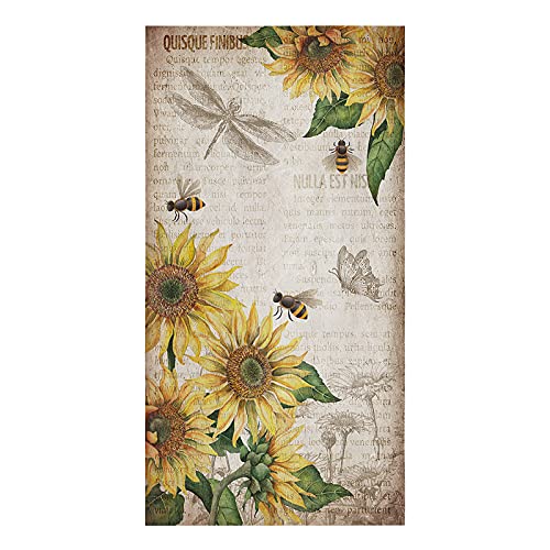 Dish Towels for Drying Dishes Kitchen Towels with Hanging Loop,Retro Farmhouse Sunflowers and Honey Bee Vintage Background Dishcloths for Kitchen Cleaning Wipe, 18 x 28 Inches