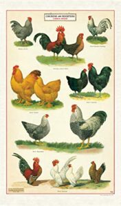cavallini papers & co. chickens tea towel, multicolor