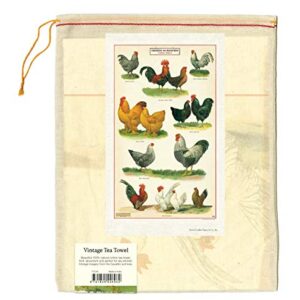 Cavallini Papers & Co. Chickens Tea Towel, Multicolor