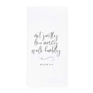 the cotton & canvas co. act justly love mercy walk humbly, micah 6:8 scripture, bible, religious, soft and absorbent tea towel, flour sack towel and dish cloth