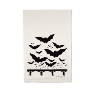 austin texas bats screen printed organic cotton tea towel