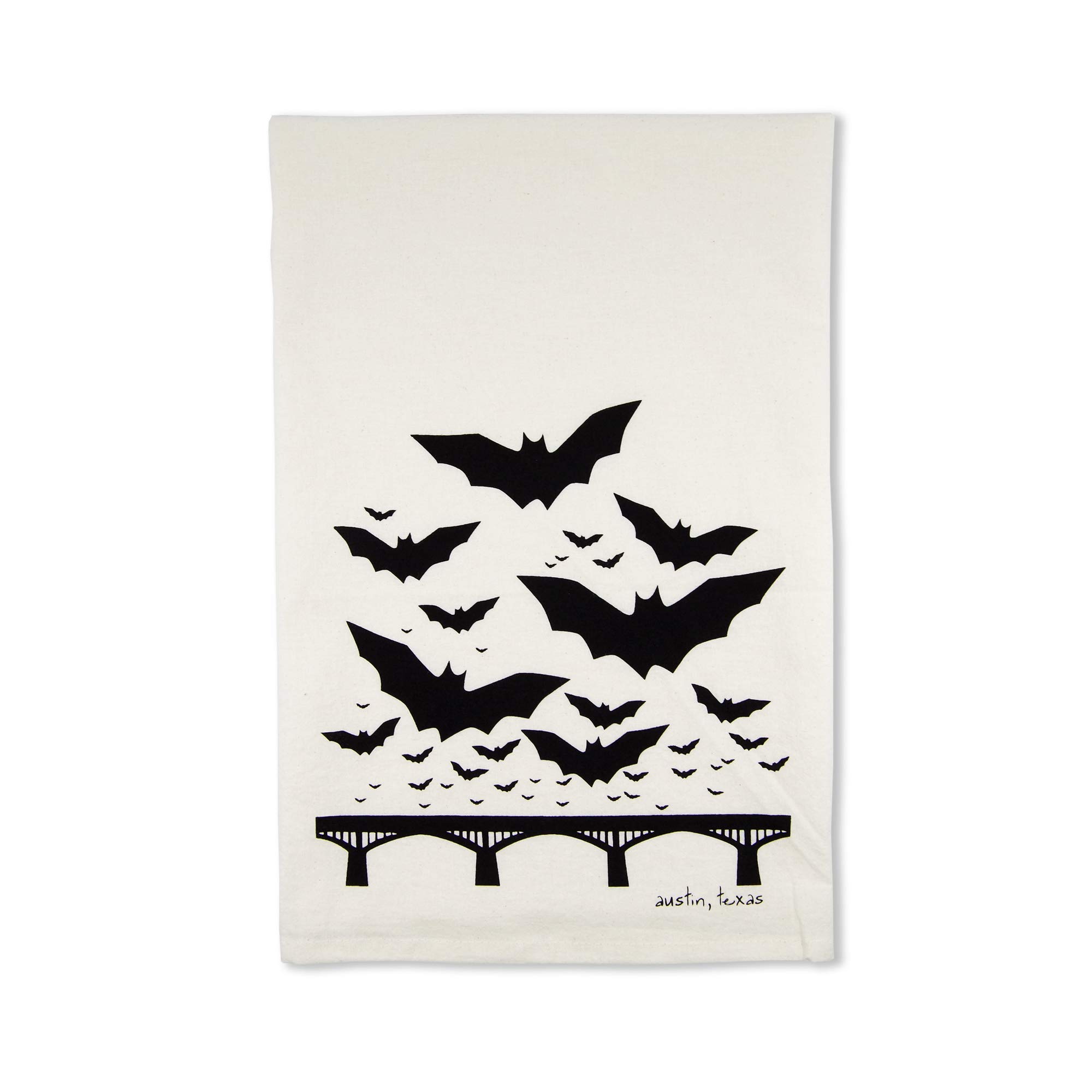 Austin Texas Bats Screen Printed Organic Cotton Tea Towel