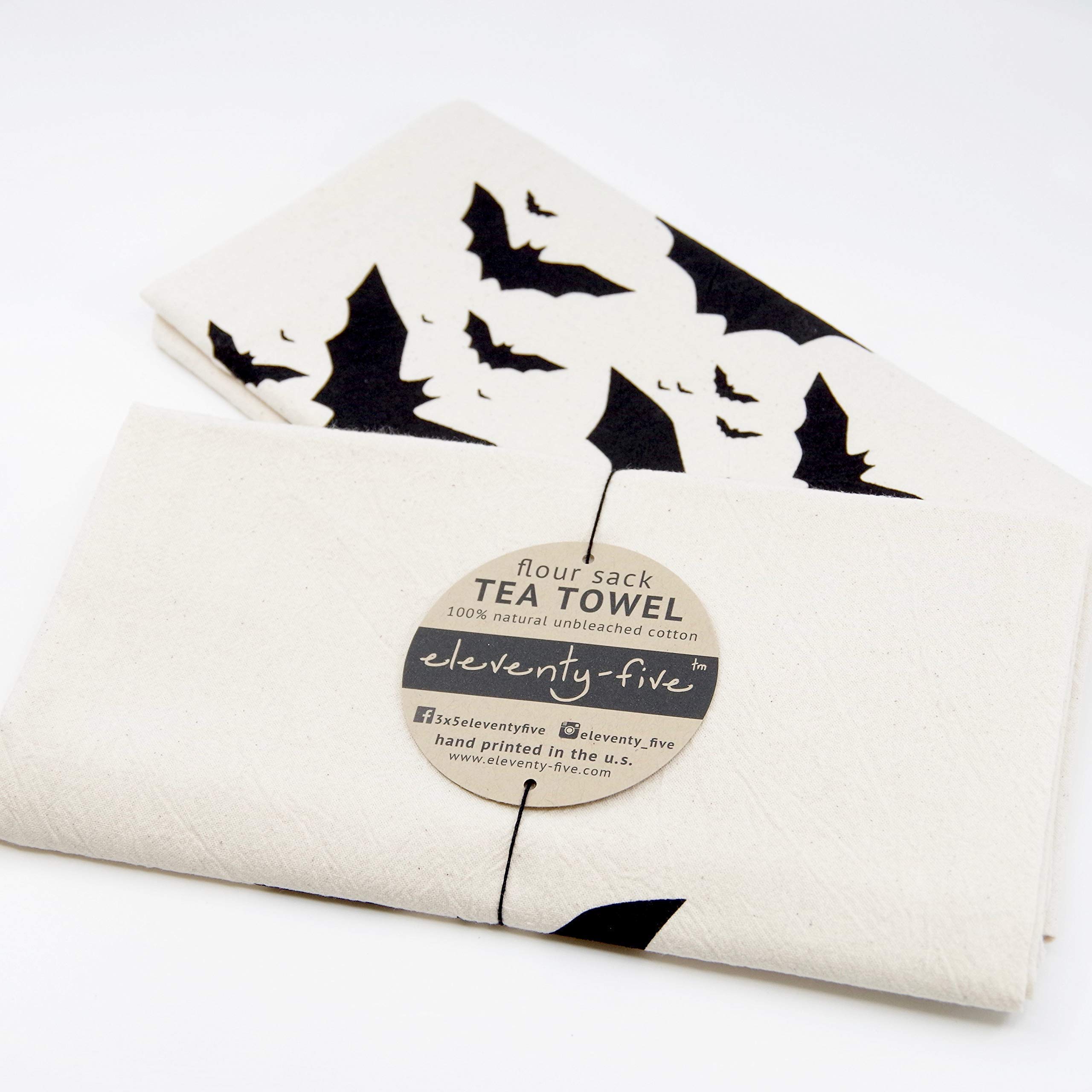 Austin Texas Bats Screen Printed Organic Cotton Tea Towel