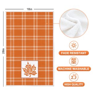 Whaline 4 Pack Thanksgiving Kitchen Towel Fall Harvest Dish Towel Super Absorbent Pumpkin Maple Leave Plaid Tea Towel Large Size Cloth Towel for Autumn Holiday Kitchen Coking Baking, 18 x 28 Inch