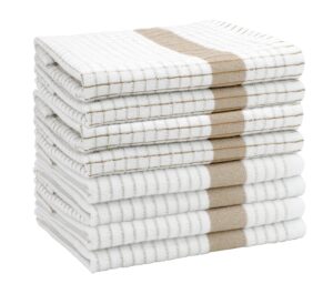 cotton craft amazing kitchen towels - 8 pack reusable terry towel - 100% cotton european waffle pantry bar cleaning cloth towel - quick dry low lint soft absorbent dish towels - large 20 x 30 - linen