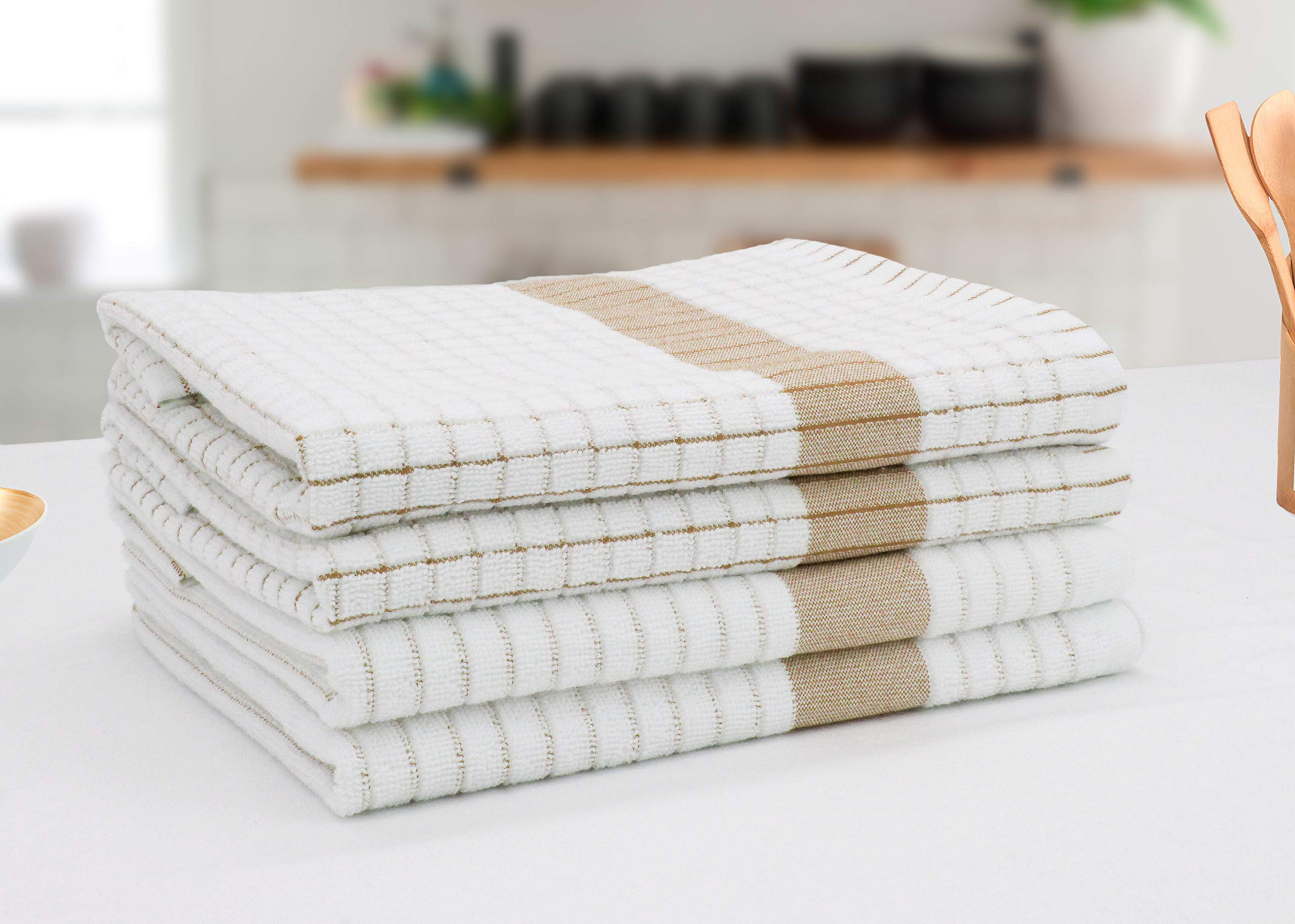 COTTON CRAFT Amazing Kitchen Towels - 8 Pack Reusable Terry Towel - 100% Cotton European Waffle Pantry Bar Cleaning Cloth Towel - Quick Dry Low Lint Soft Absorbent Dish Towels - Large 20 x 30 - Linen