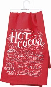 primitives by kathy christmas chalk art kitchen towel, hot cocoa , 28.00" x 28.00"