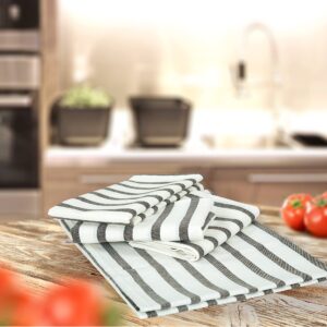 ROYALE Kitchen Towel 4 Pack - 100% Cotton Kitchen Dish Towel - Tea Towels - Reusable Cleaning Cloths - Highly Absorbent Bar Towel - Large Dish Towels - Wiping Cloth - (20x28 Inch, Wide Stripe)