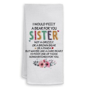 hiwx sister gifts decorative kitchen towels and dish towels, watercolor floral sister mother's day hand towels tea towel for bathroom kitchen decor 16×24 inches