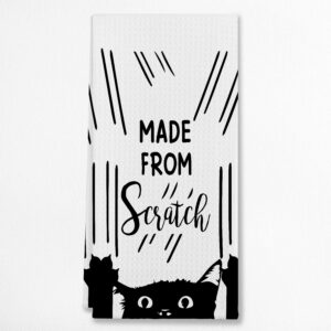 eioney make more scratch black cat kitchen towels & tea towels, dish cloth flour sack hand towel for farmhouse kitchen decor，24 x 16 inches cotton modern dish towels dishcloths,gifts for cat lovers