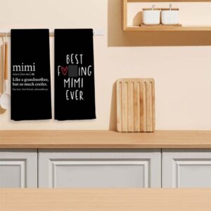 Best Mimi Ever Kitchen Towels and Dishcloths,16 x 24 Inch Set of 2 Soft and Absorbent Mimi Definition Hand Towels Tea Towels Dish Towels Sets,Grandma Birthday Mother’s Day