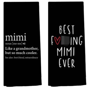 Best Mimi Ever Kitchen Towels and Dishcloths,16 x 24 Inch Set of 2 Soft and Absorbent Mimi Definition Hand Towels Tea Towels Dish Towels Sets,Grandma Birthday Mother’s Day