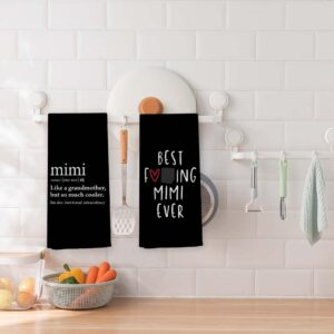 Best Mimi Ever Kitchen Towels and Dishcloths,16 x 24 Inch Set of 2 Soft and Absorbent Mimi Definition Hand Towels Tea Towels Dish Towels Sets,Grandma Birthday Mother’s Day