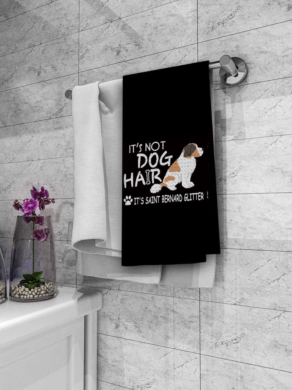 Dibor It’s Not Dog Hair It’s Saint Bernard Glitter Kitchen Towels Dish Towels Dishcloth,Cute Dog Decorative Absorbent Drying Cloth Hand Towels Tea Towels for Bathroom Kitchen,Dog Lovers Girls Gifts