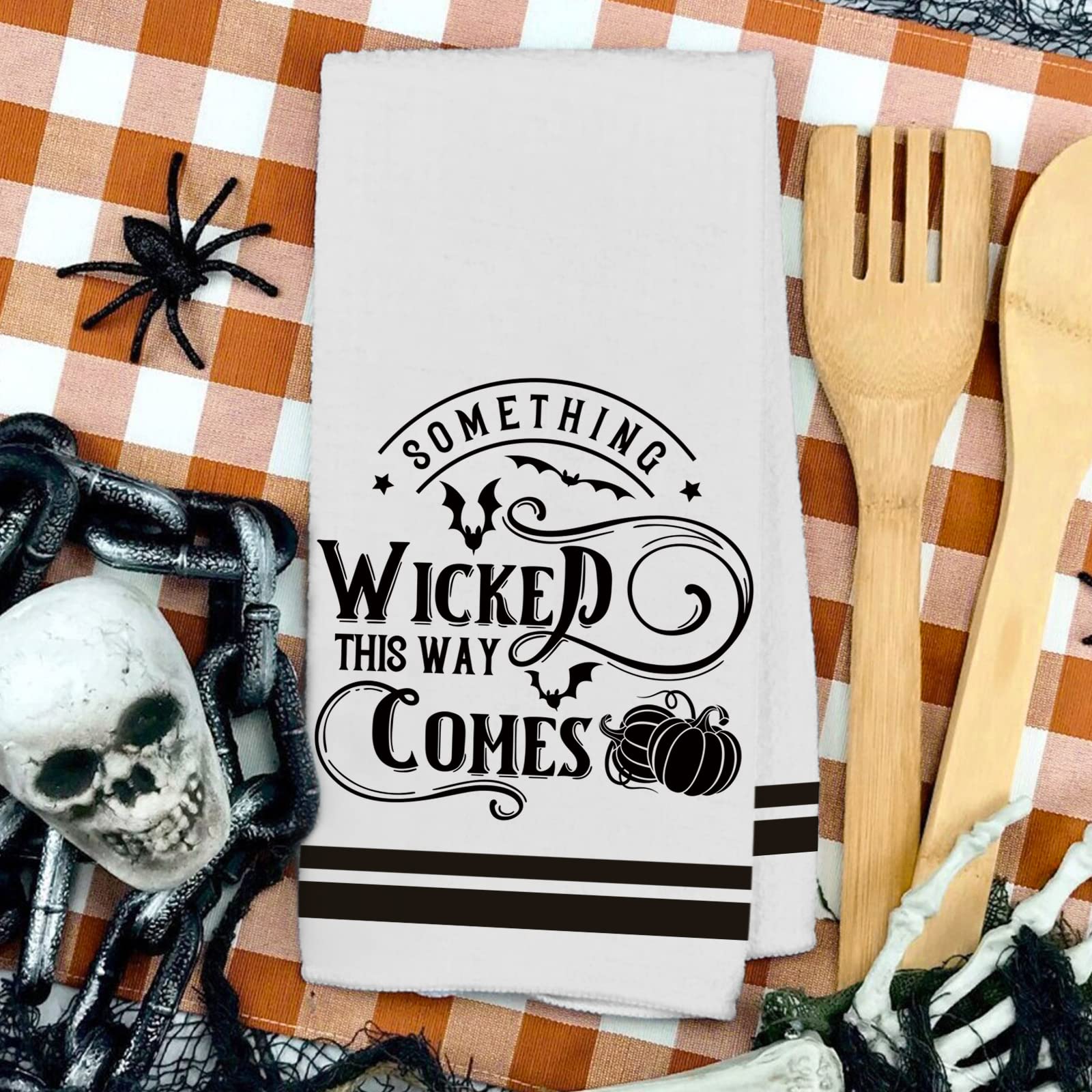 AnyDesign Halloween Kitchen Dish Towel 18 x 28 Inch Vintage Witches Dishcloth Ultra Absorbent Drying Cloth Tea Towel Hocus Pocus Hand Towel for Holiday Cooking Baking, 4 Packs