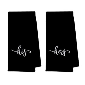 uinhmop 16''x24'' set of 2 his and hers couple soft and absorbent bath towels hand towels for bathroom kitchen,wedding anniversary valentine’s day gifts for couples newlyweds(black)