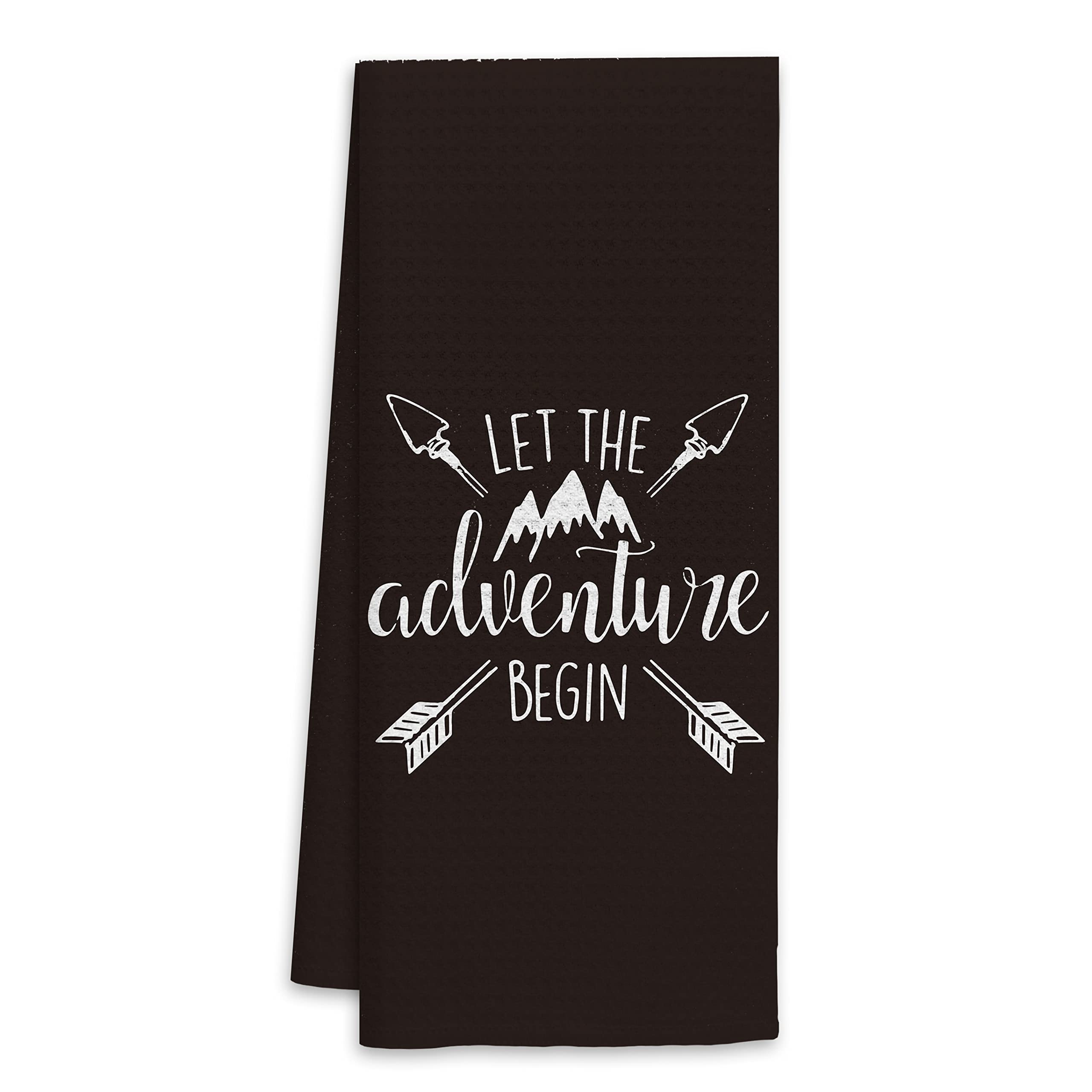 Let The Adventure Begin Camping Themed Kitchen Towels Dish Towels Hand Towels,Camping Kitchen Towels Dishcloths For Campers RV Trailer,Camping Gifts For Women Men Camper Her Him,Camping Lovers Gifts