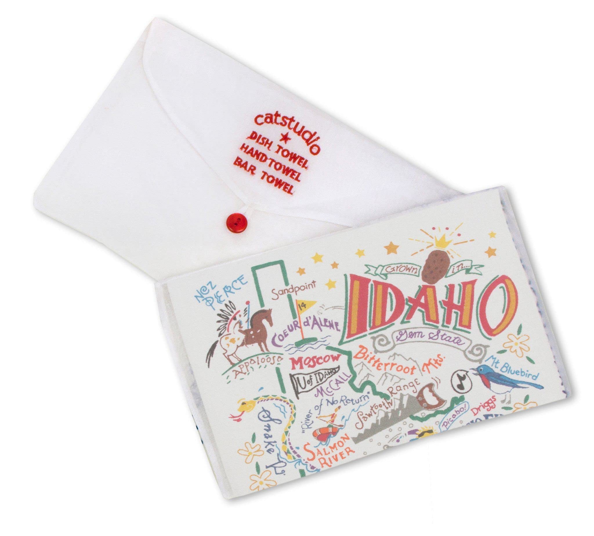 Catstudio Idaho Dish Towel - U.S. State Souvenir Kitchen and Hand Towel with Original Artwork - Perfect Tea Towel for Idaho Lovers, Travel Souvenir