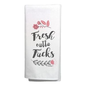 thiswear adult humor gifts fresh outta fs pretty swear word gifts f- word gifts tea kitchen tea towel white