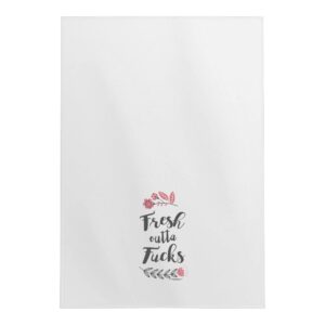 ThisWear Adult Humor Gifts Fresh Outta FS Pretty Swear Word Gifts F- Word Gifts Tea Kitchen Tea Towel White