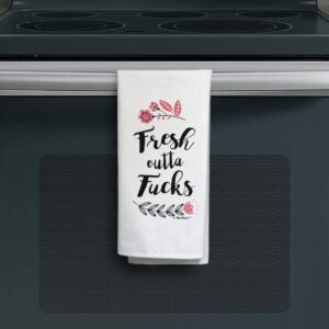 ThisWear Adult Humor Gifts Fresh Outta FS Pretty Swear Word Gifts F- Word Gifts Tea Kitchen Tea Towel White