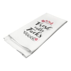 ThisWear Adult Humor Gifts Fresh Outta FS Pretty Swear Word Gifts F- Word Gifts Tea Kitchen Tea Towel White