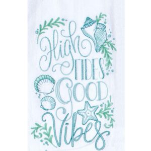 Mermaid Themed Kitchen Dish Towels Set with Sayings | Mermaids, Seashell, Starfish Print | 2 Flour Sack and 1 Terry Cotton Towels for Dishes and Hand Drying