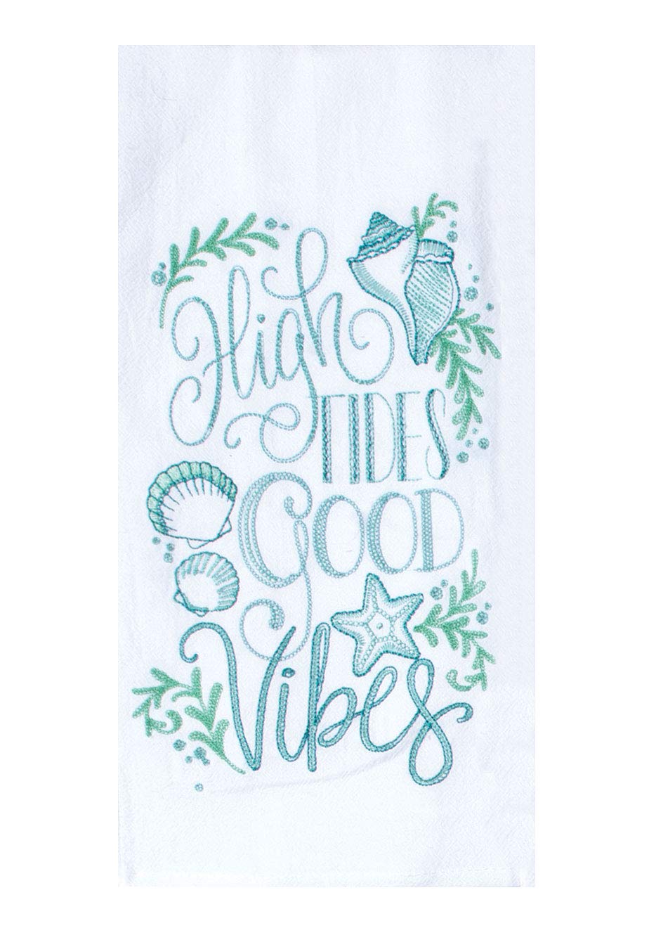 Mermaid Themed Kitchen Dish Towels Set with Sayings | Mermaids, Seashell, Starfish Print | 2 Flour Sack and 1 Terry Cotton Towels for Dishes and Hand Drying