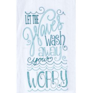 Mermaid Themed Kitchen Dish Towels Set with Sayings | Mermaids, Seashell, Starfish Print | 2 Flour Sack and 1 Terry Cotton Towels for Dishes and Hand Drying