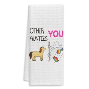 funny unicorn other aunties and you kitchen dish towels dishcloths,best auntie gifts tea towels hand towels for bathroom kitchen,birthday for aunt auntie from niece nephew