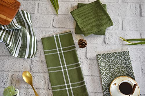 Yourtablecloth Cotton Kitchen Dishtowel Set – 18”x28” Oversized Kitchen Cloth – 100% Cotton – Super Soft Absorbent & Quick Dry Dishtowel – Standard Kitchen Towel–Pack of 5 Sage