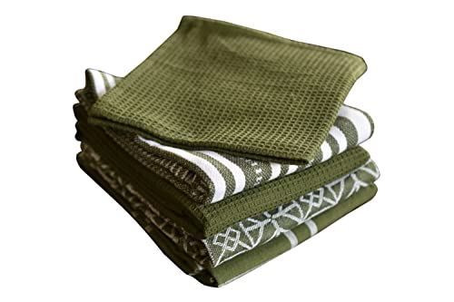 Yourtablecloth Cotton Kitchen Dishtowel Set – 18”x28” Oversized Kitchen Cloth – 100% Cotton – Super Soft Absorbent & Quick Dry Dishtowel – Standard Kitchen Towel–Pack of 5 Sage